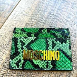 Moschino snakeskin-effect logo cardholder